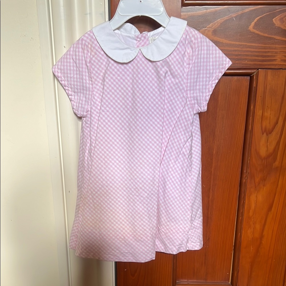 Pink Gingham Dress with White Collar